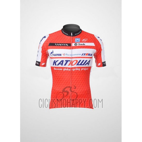 Katusha Cycling Jersey Bib Short 2012 Short Sleeve White and Orange